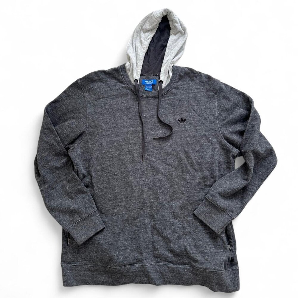 Grey Adidas men’s pullover hoodie with embroidered logo